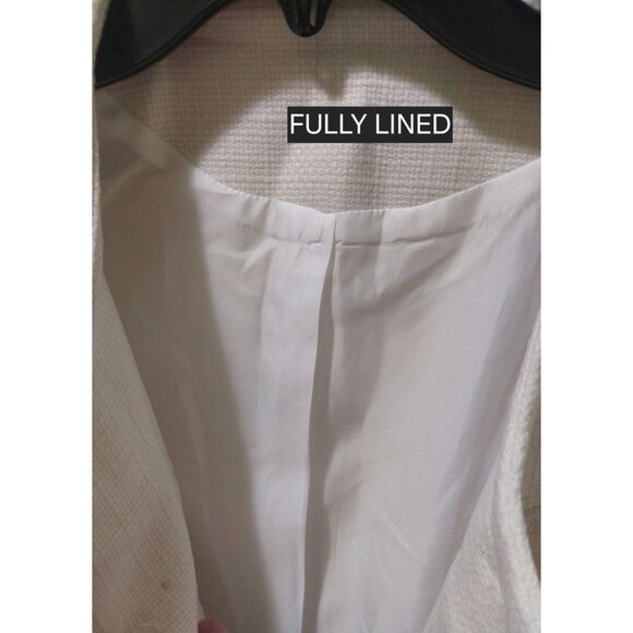 NWT Commense Women's Medium White Textured Blazer Gold Buttons~Shoulder Pads - Picture 6 of 9